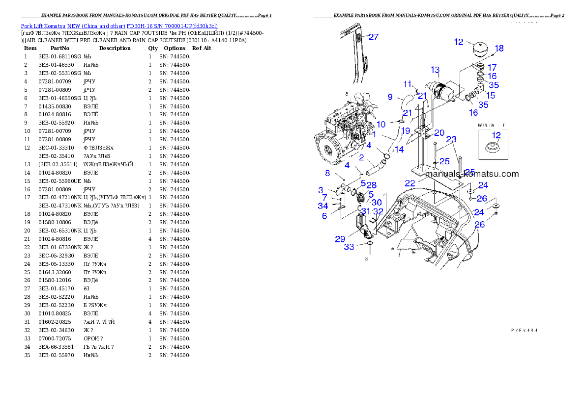 Protected: FD30H-16 S/N 700001-UP Partsbook