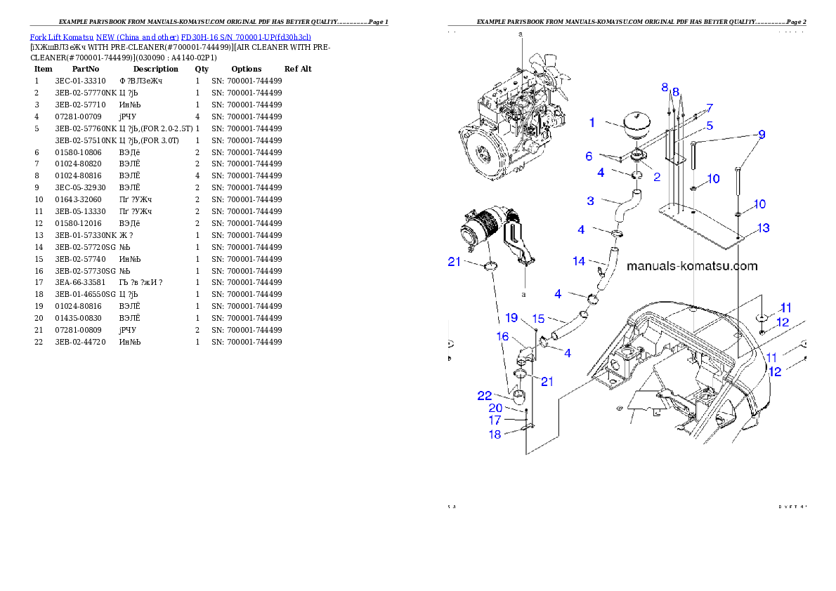 Protected: FD30H-16 S/N 700001-UP Partsbook