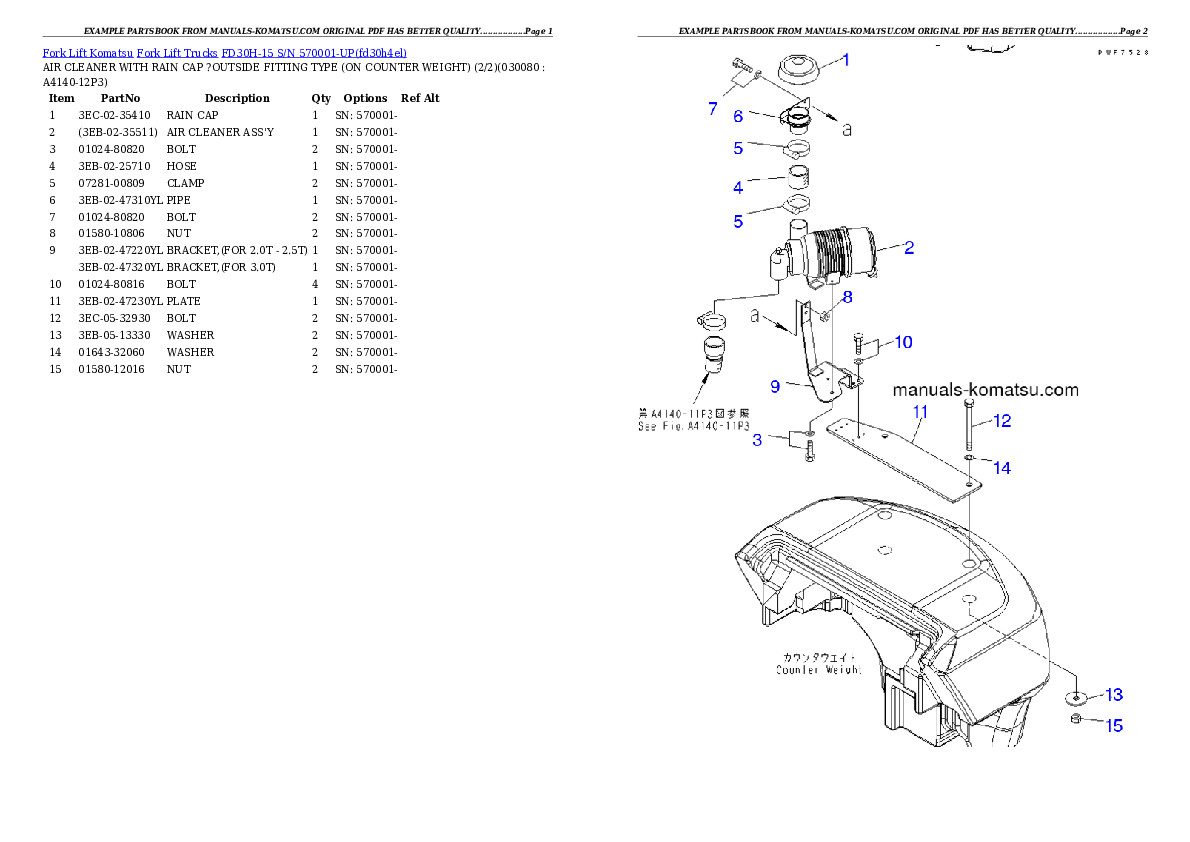 Protected: FD30H-15 S/N 570001-UP Partsbook