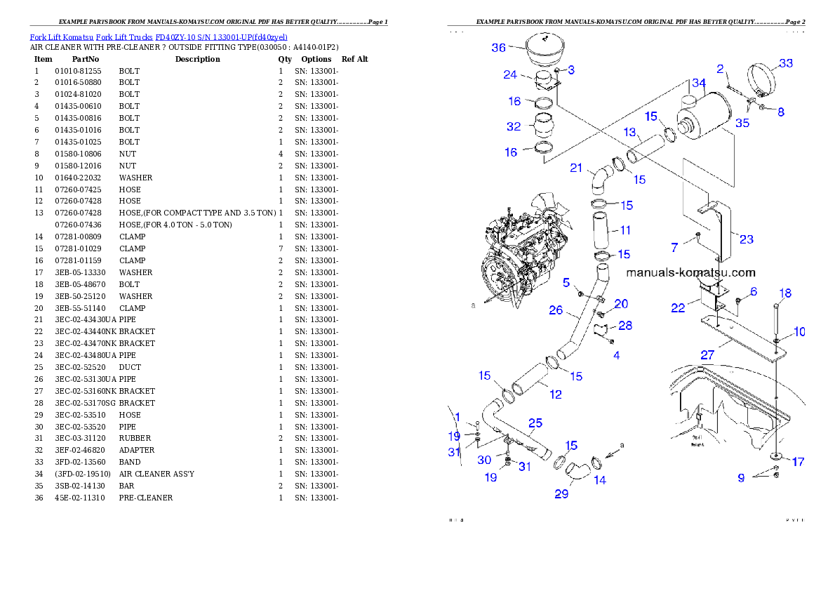 Protected: FD40ZY-10 S/N 133001-UP Partsbook