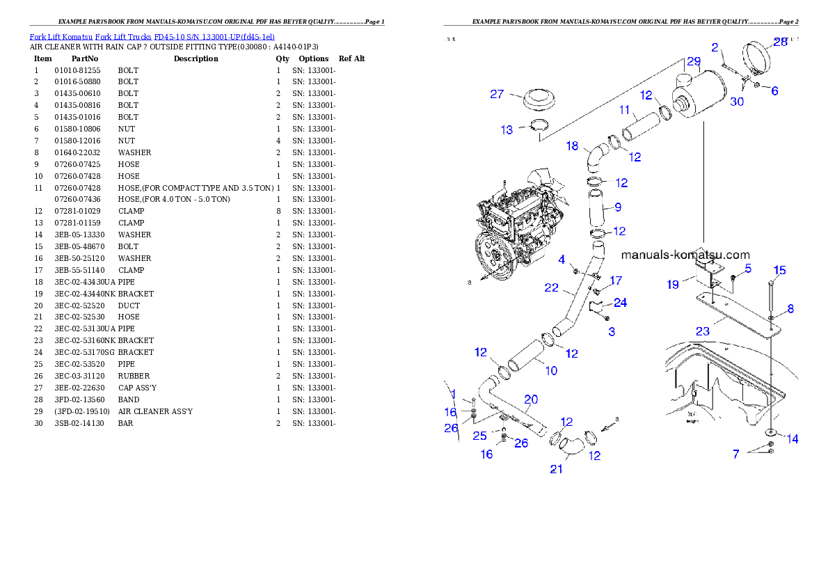 Protected: FD45-10 S/N 133001-UP Partsbook