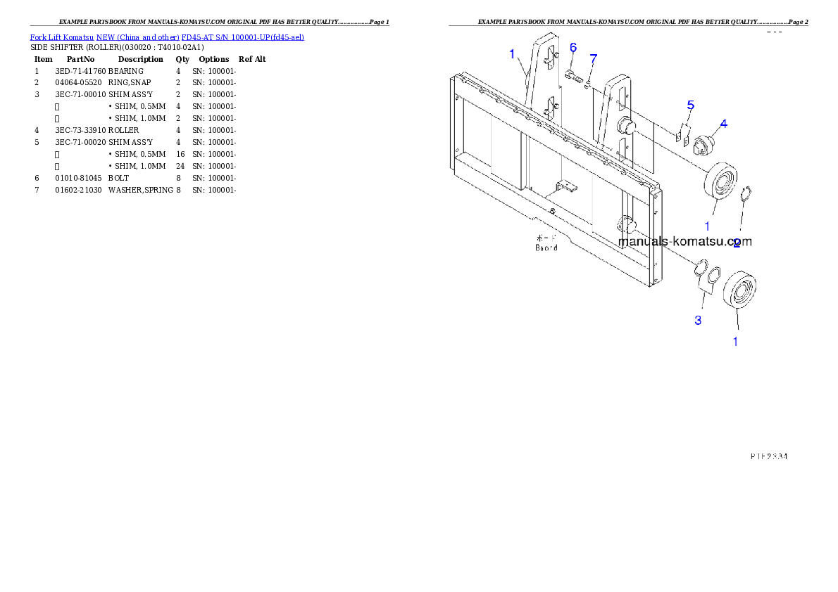 FD45-AT S/N 100001-UP Partsbook