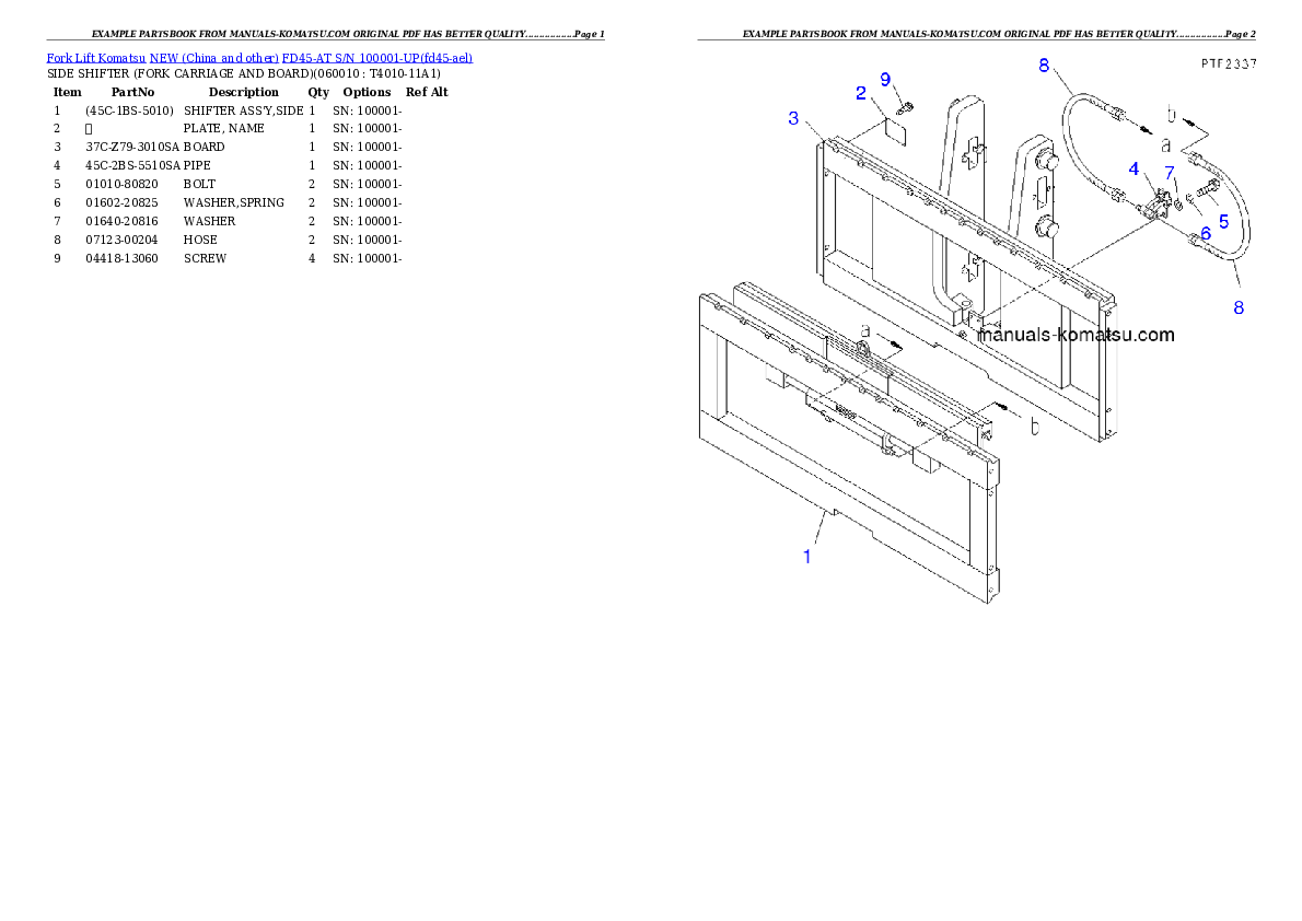 Protected: FD45-AT S/N 100001-UP Partsbook