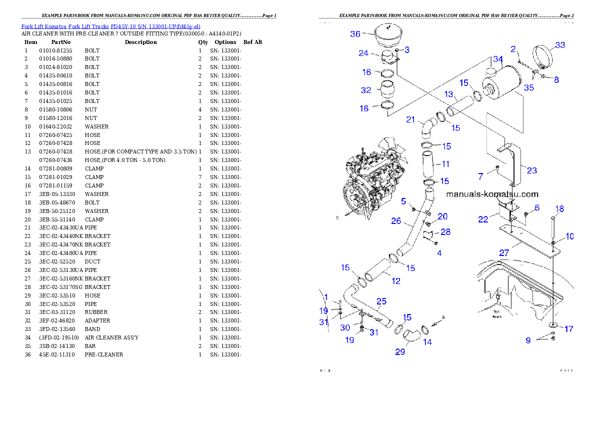 Protected: FD45Y-10 S/N 133001-UP Partsbook