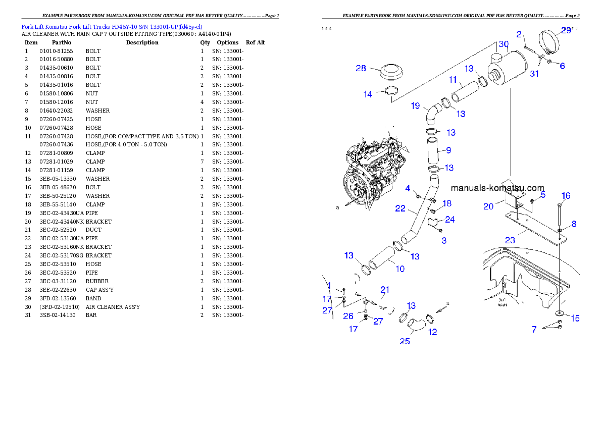 Protected: FD45Y-10 S/N 133001-UP Partsbook