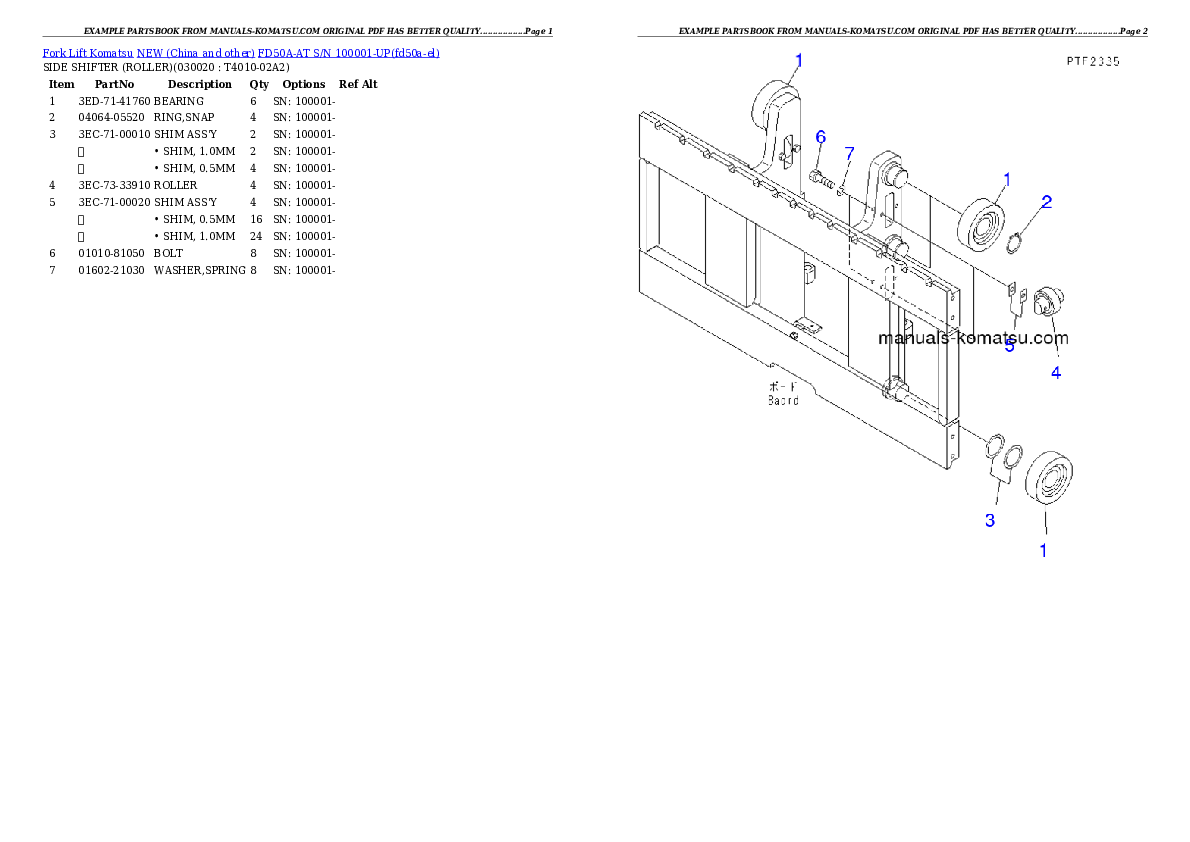 FD50A-AT S/N 100001-UP Partsbook