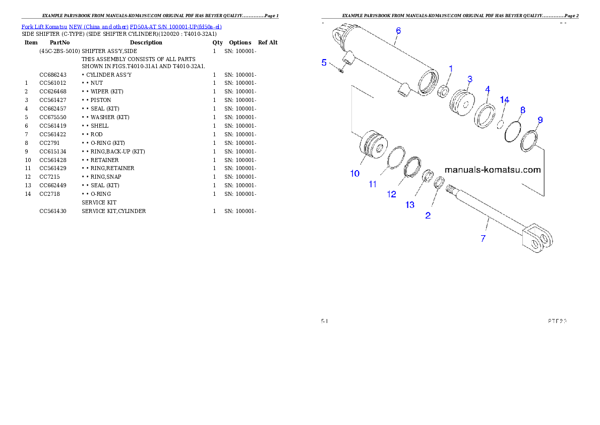 Protected: FD50A-AT S/N 100001-UP Partsbook