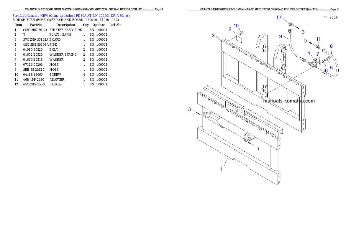 Protected: FD50A-AT S/N 100001-UP Partsbook