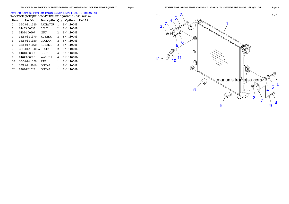 Protected: FD50A-8 S/N 110001-UP Partsbook