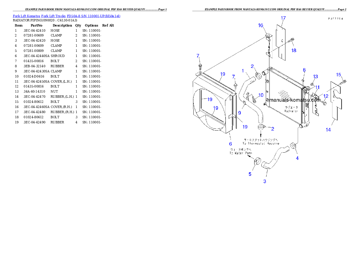 Protected: FD50A-8 S/N 110001-UP Partsbook