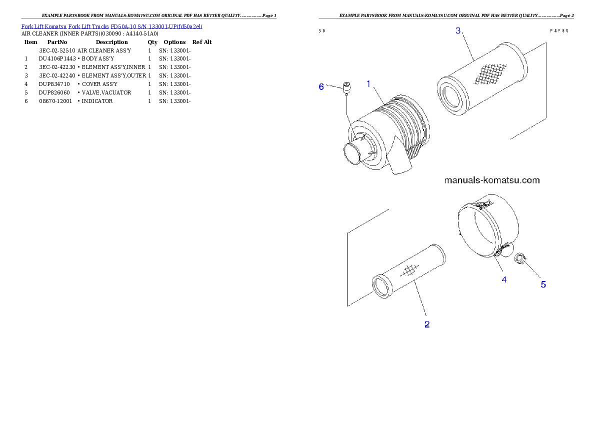 Protected: FD50A-10 S/N 133001-UP Partsbook
