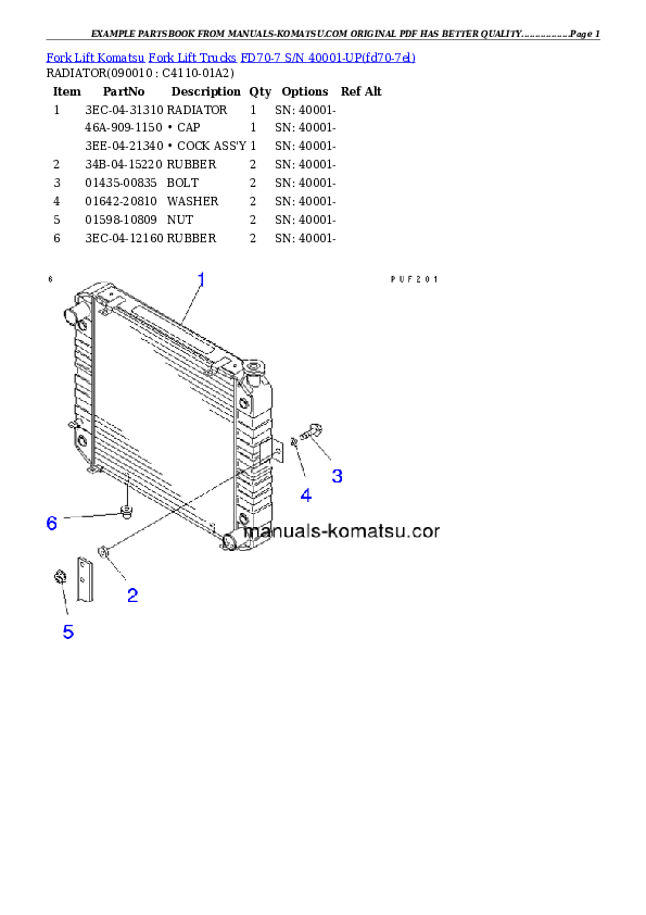 Protected: FD70-7 S/N 40001-UP Partsbook