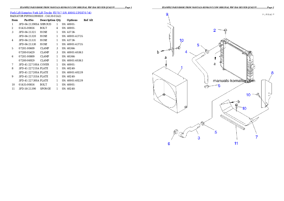 Protected: FD70-7 S/N 40001-UP Partsbook