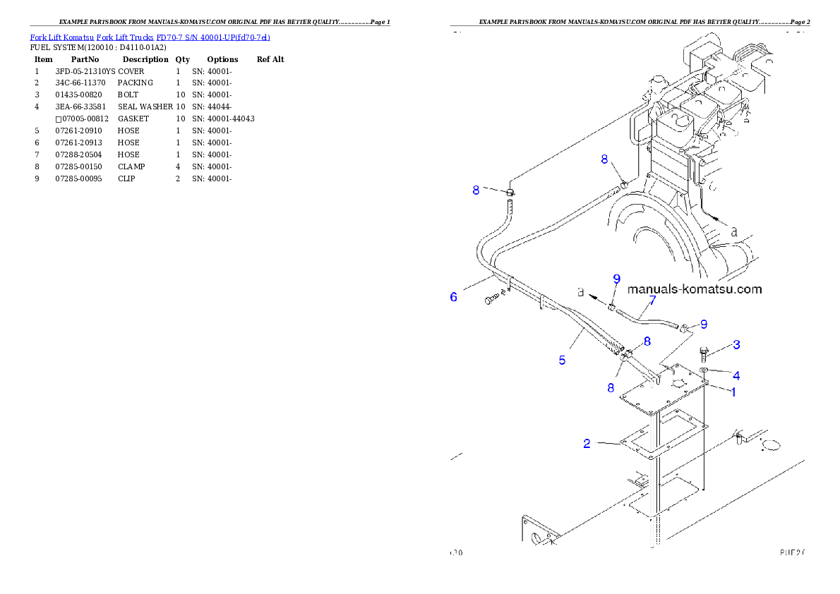 Protected: FD70-7 S/N 40001-UP Partsbook