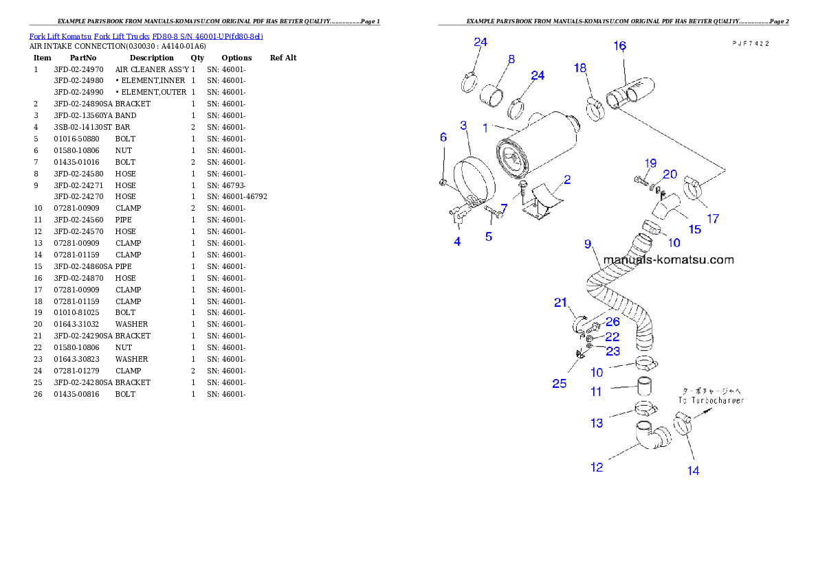 FD80-8 S/N 46001-UP Partsbook