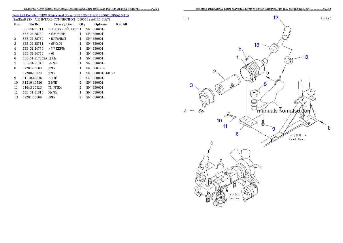 Protected: FG20-25-14 S/N 550001-UP Partsbook
