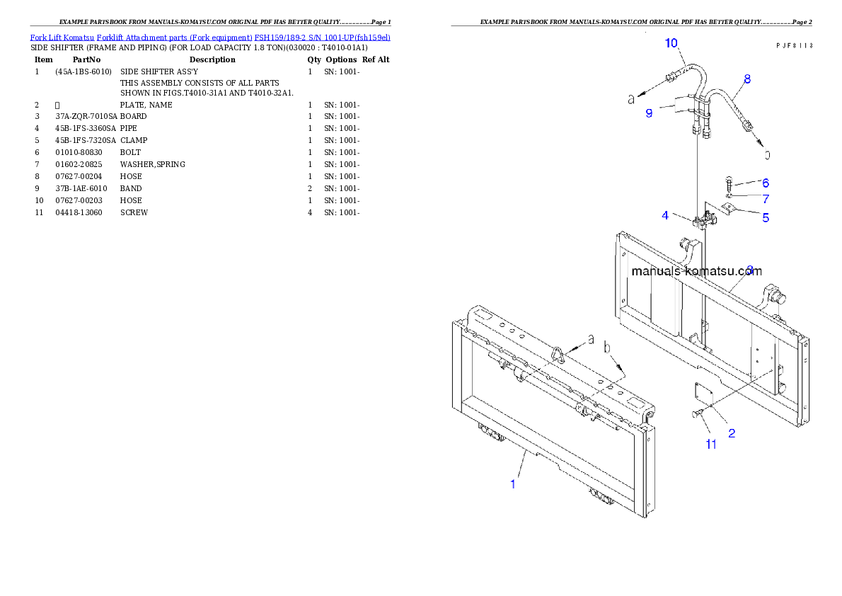FSH159/189-2 S/N 1001-UP Partsbook