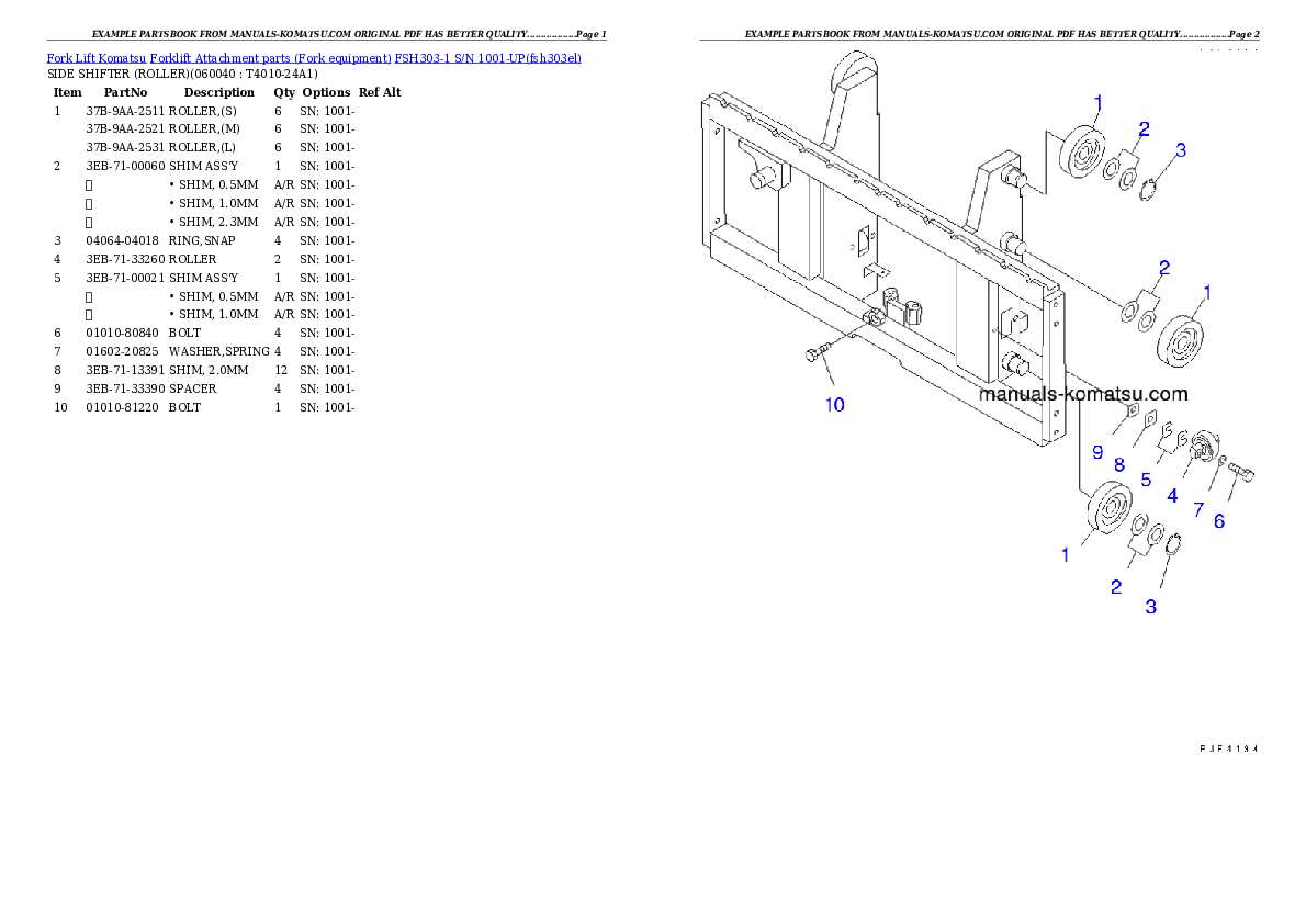 Protected: FSH303-1 S/N 1001-UP Partsbook