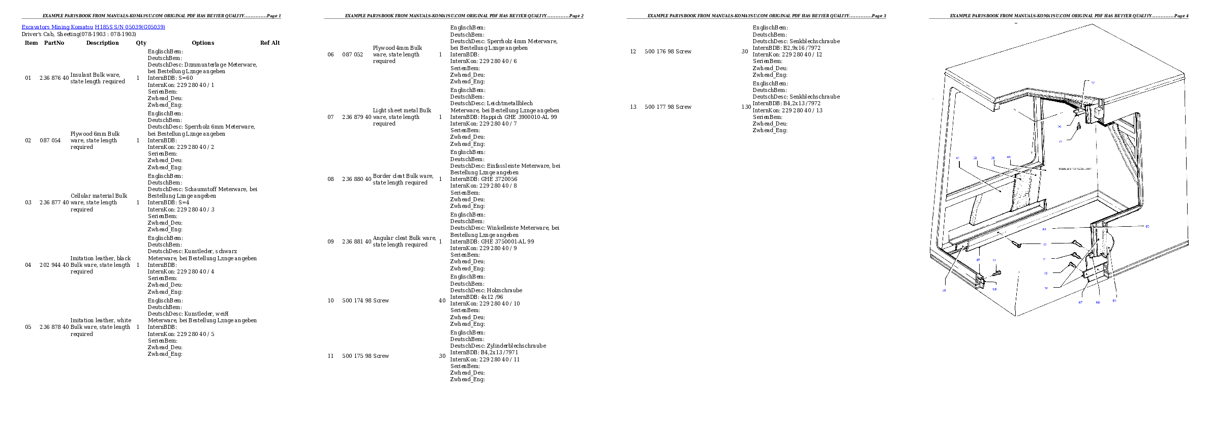 Protected: H185S S/N 05039 Partsbook