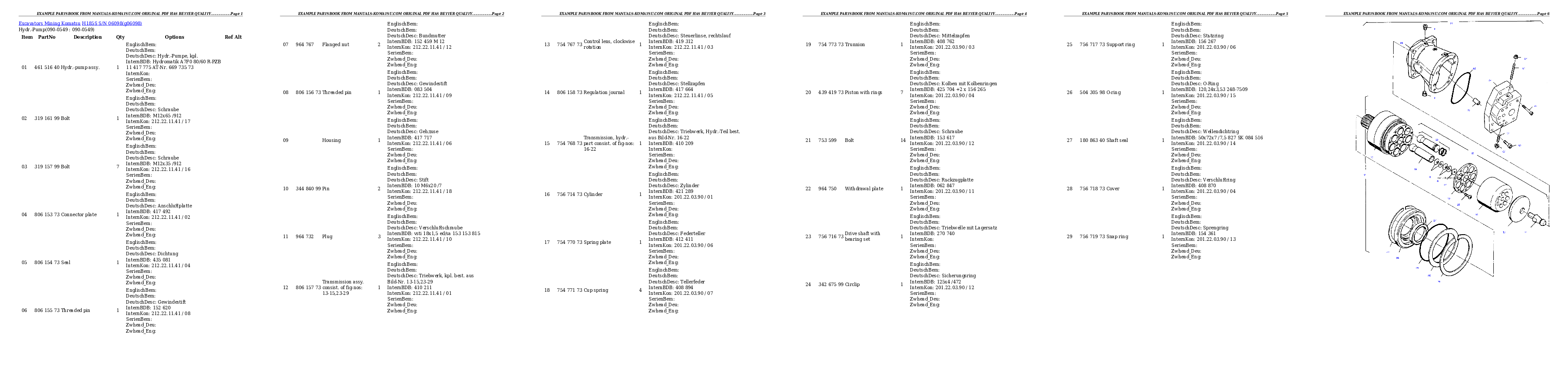 Protected: H185S S/N 06098 Partsbook