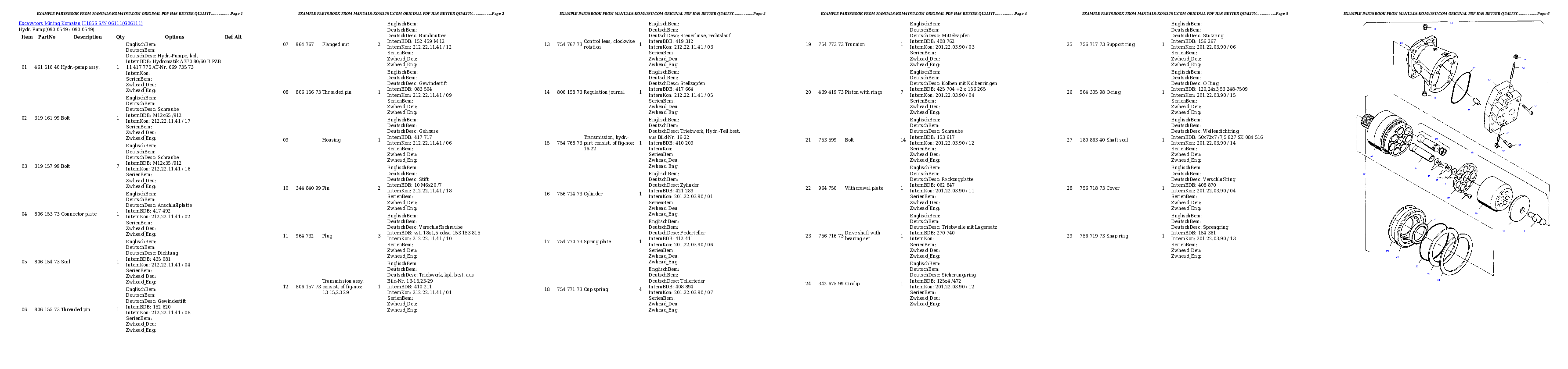 Protected: H185S S/N 06111 Partsbook