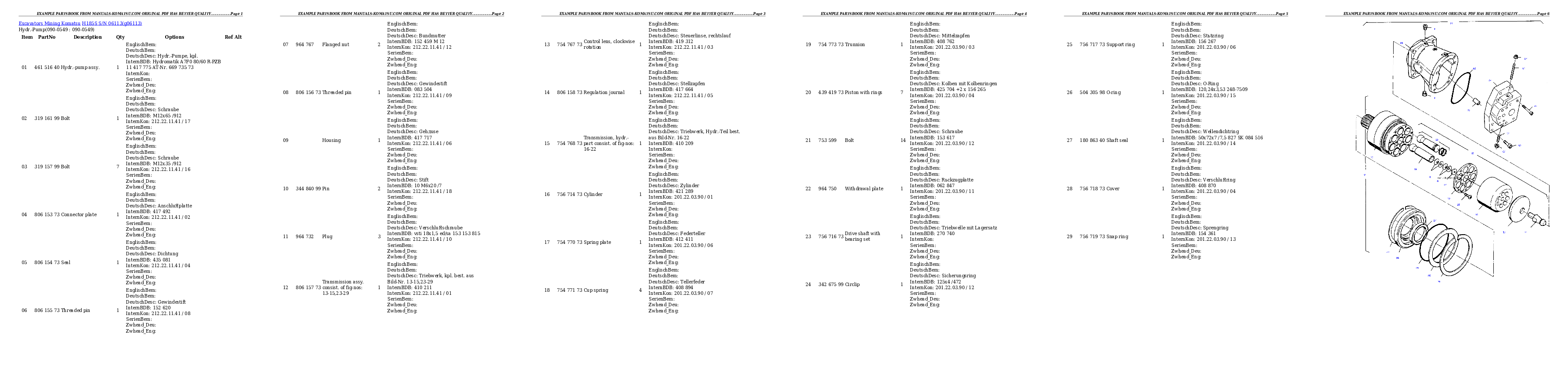 Protected: H185S S/N 06113 Partsbook