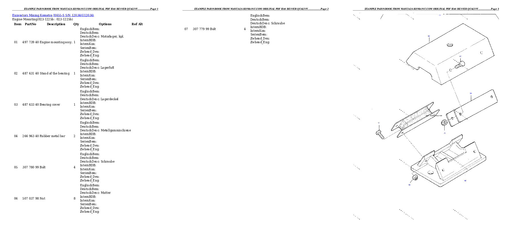 H655-S S/N 12034 Partsbook