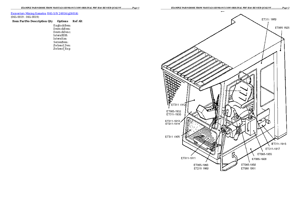 Protected: H65 S/N 26014 Partsbook