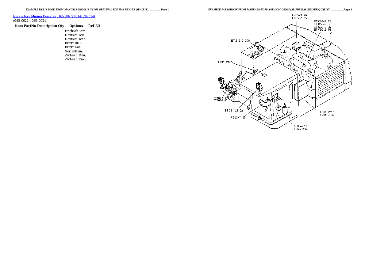Protected: H65 S/N 26014 Partsbook