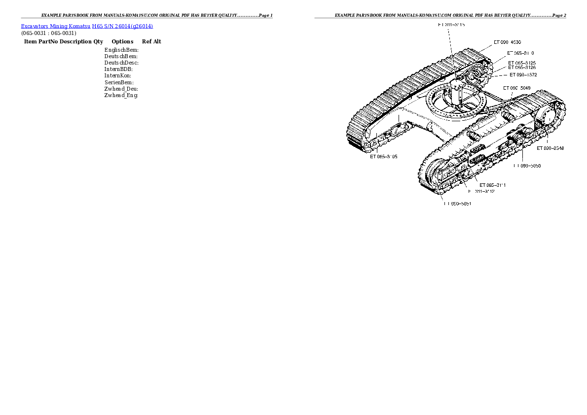Protected: H65 S/N 26014 Partsbook