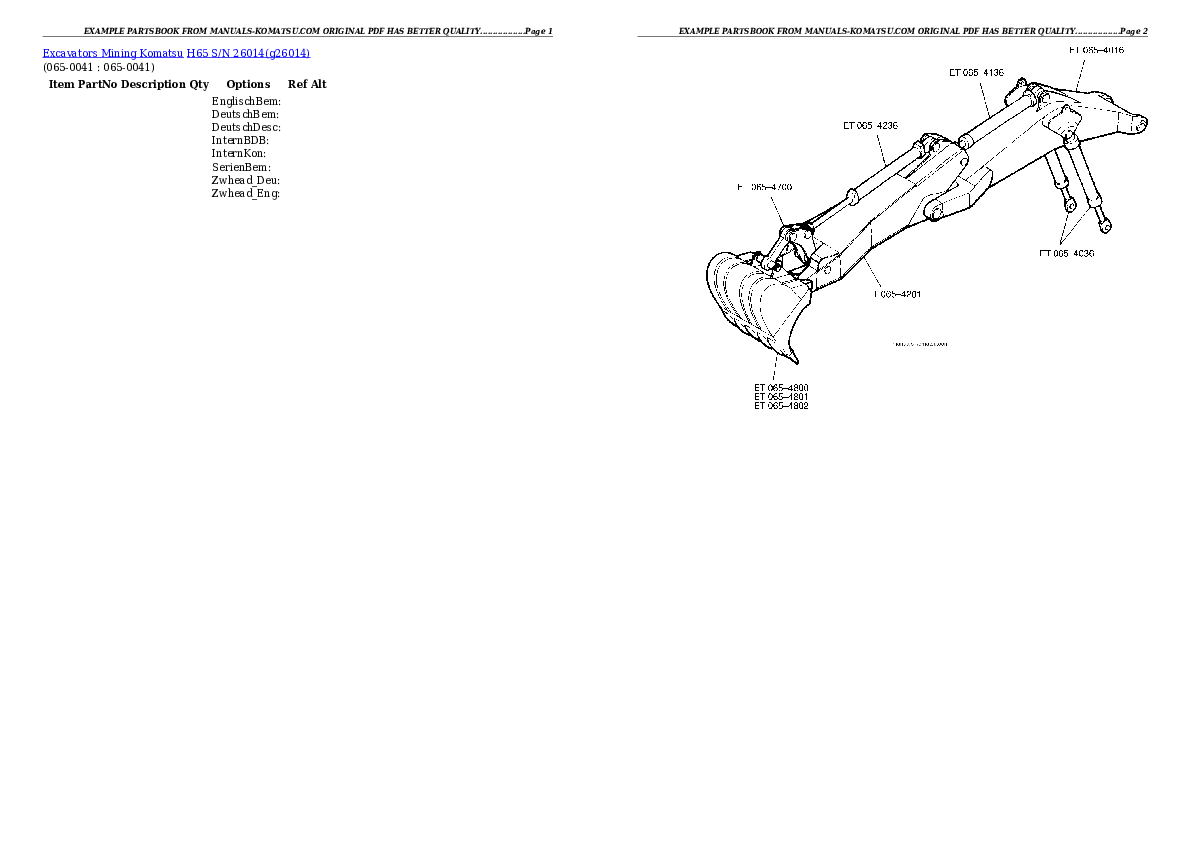 Protected: H65 S/N 26014 Partsbook
