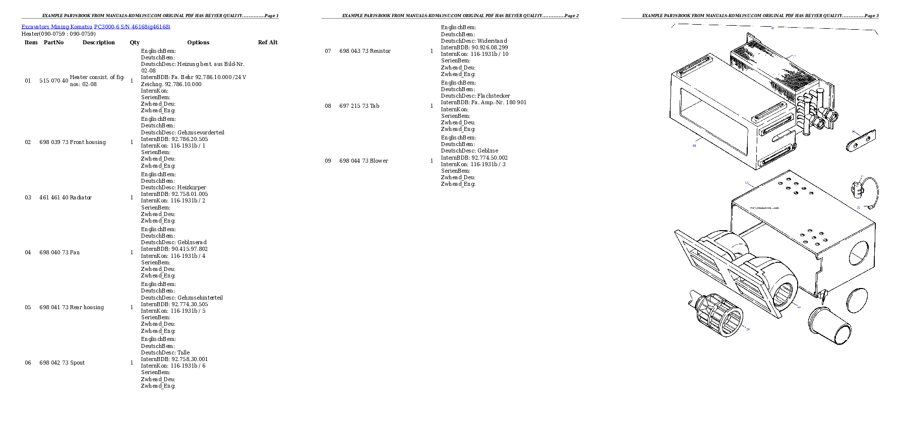 Protected: PC3000-6 S/N 46168 Partsbook