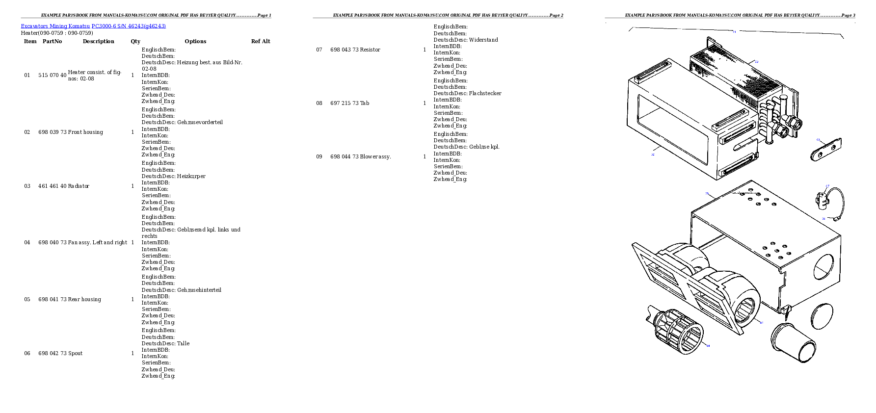 Protected: PC3000-6 S/N 46243 Partsbook