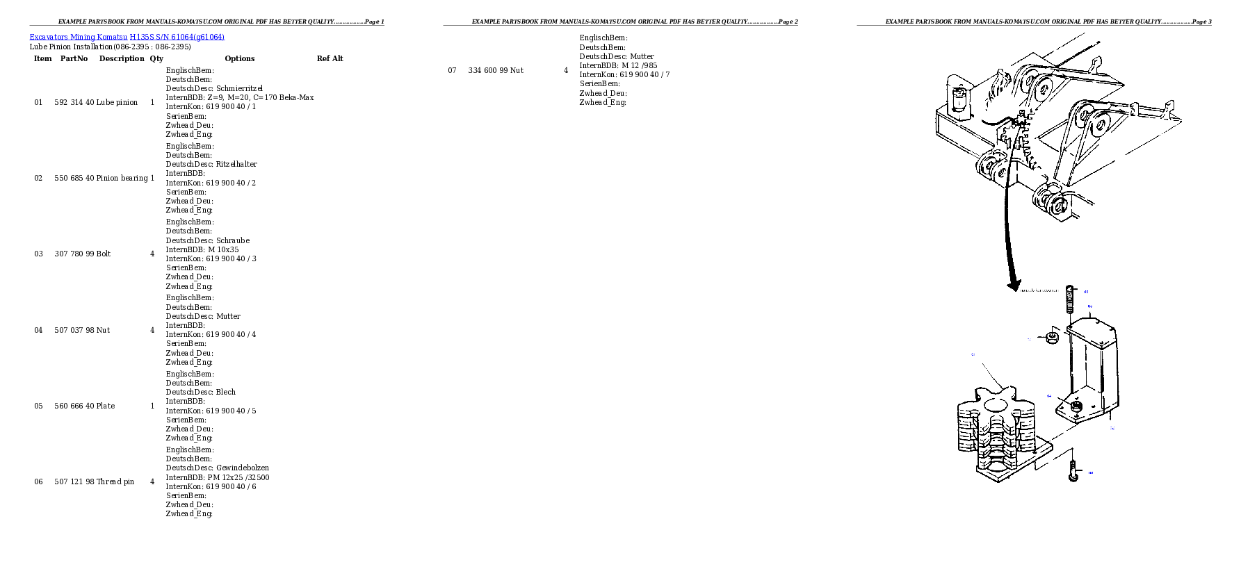 H135S S/N 61064 Partsbook