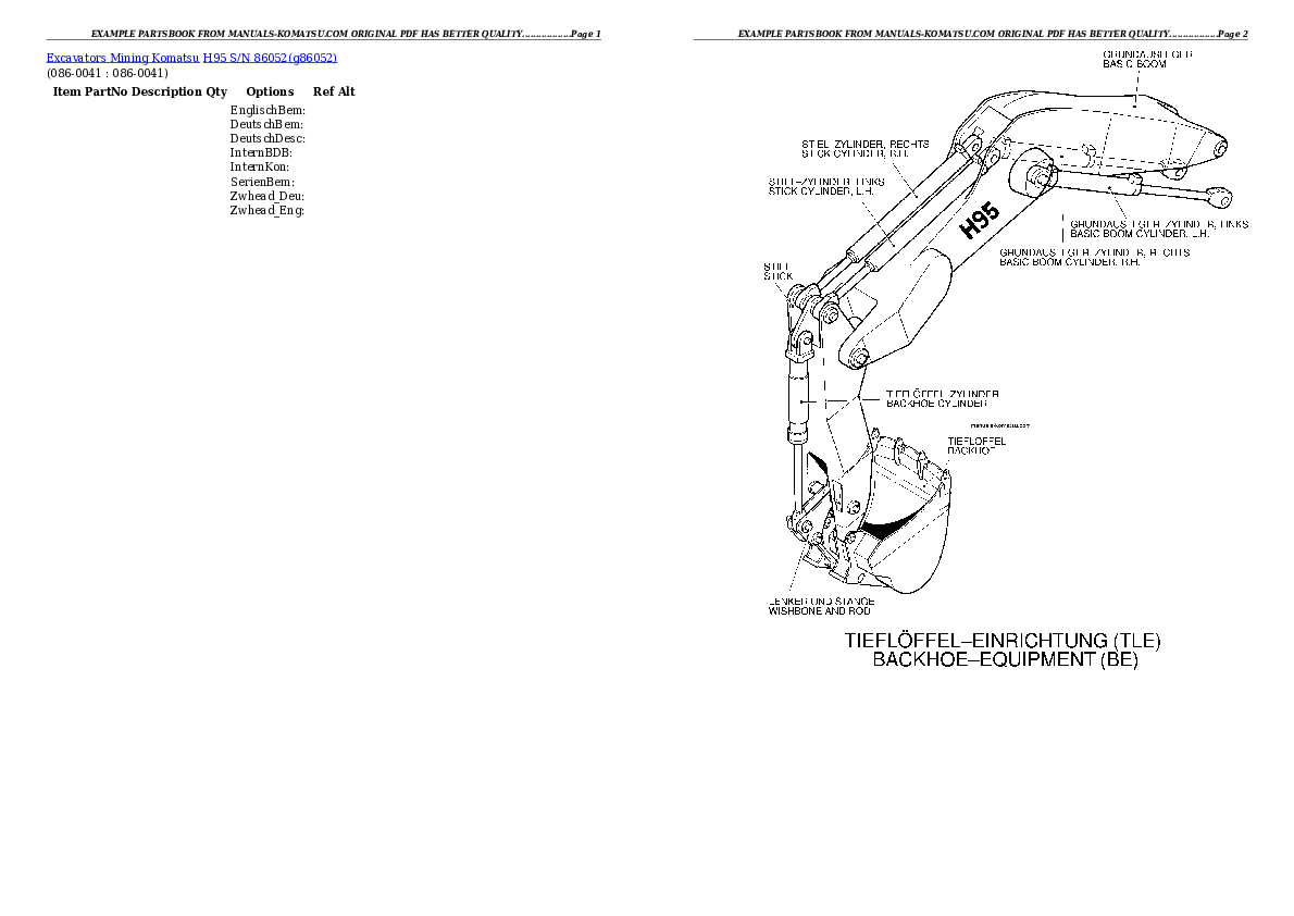 Protected: H95 S/N 86052 Partsbook