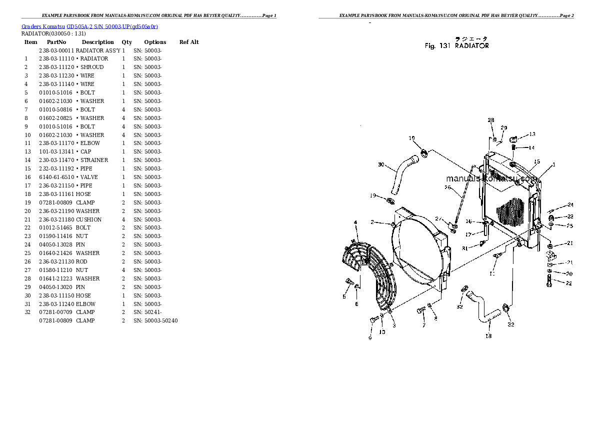 Protected: GD505A-2 S/N 50003-UP Partsbook