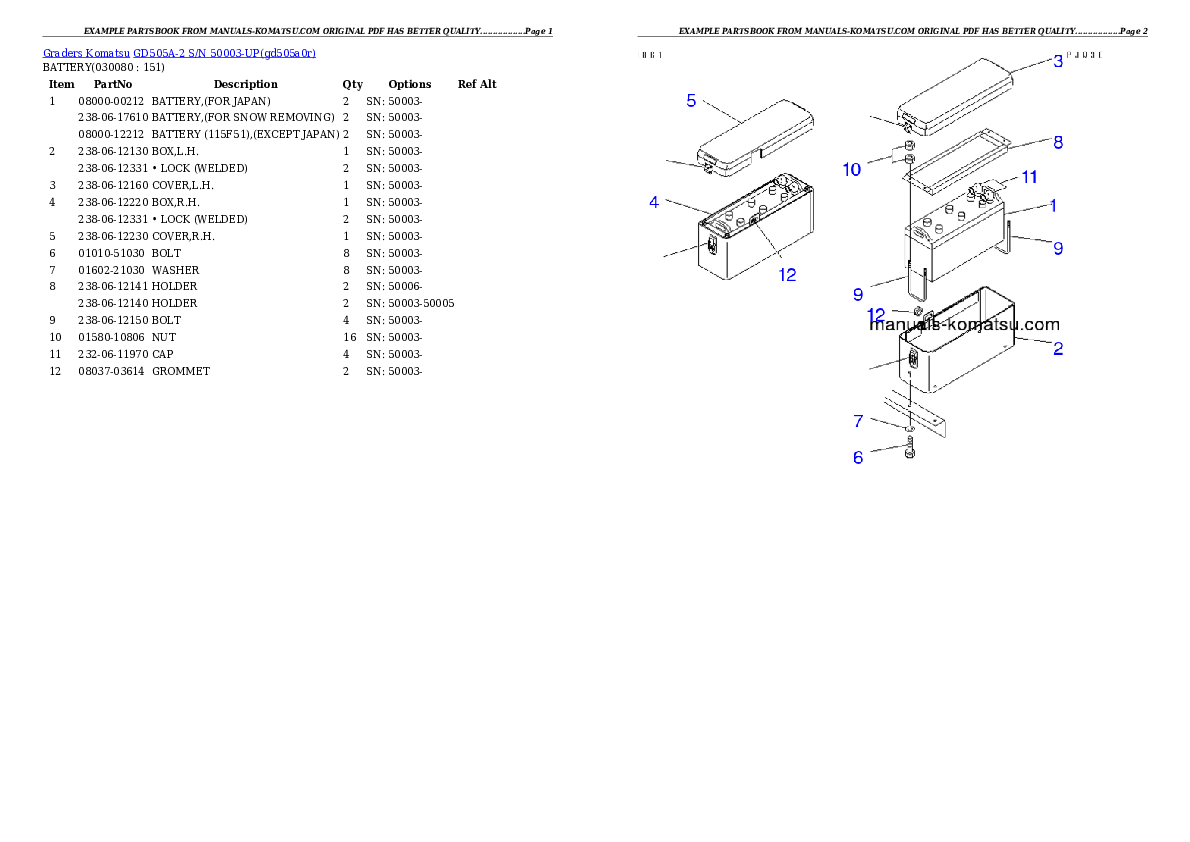 Protected: GD505A-2 S/N 50003-UP Partsbook