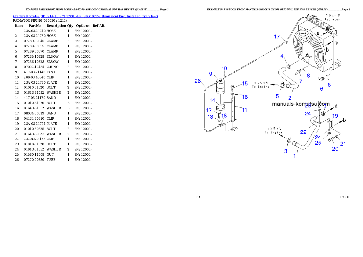 Protected: GD521A-1E S/N 12001-UP (S6D102E-2 (Emission) Eng. Installed) Partsbook