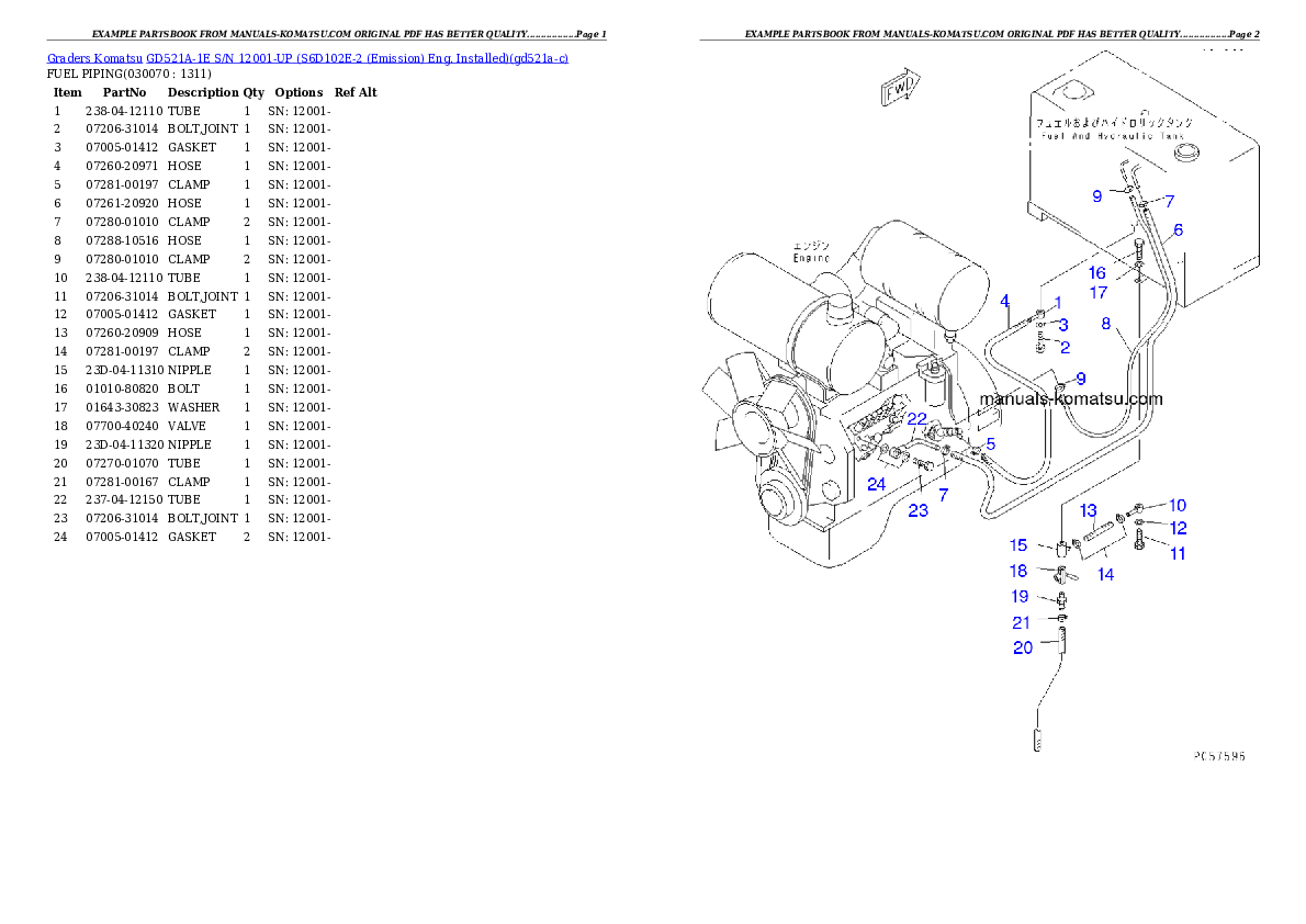 Protected: GD521A-1E S/N 12001-UP (S6D102E-2 (Emission) Eng. Installed) Partsbook