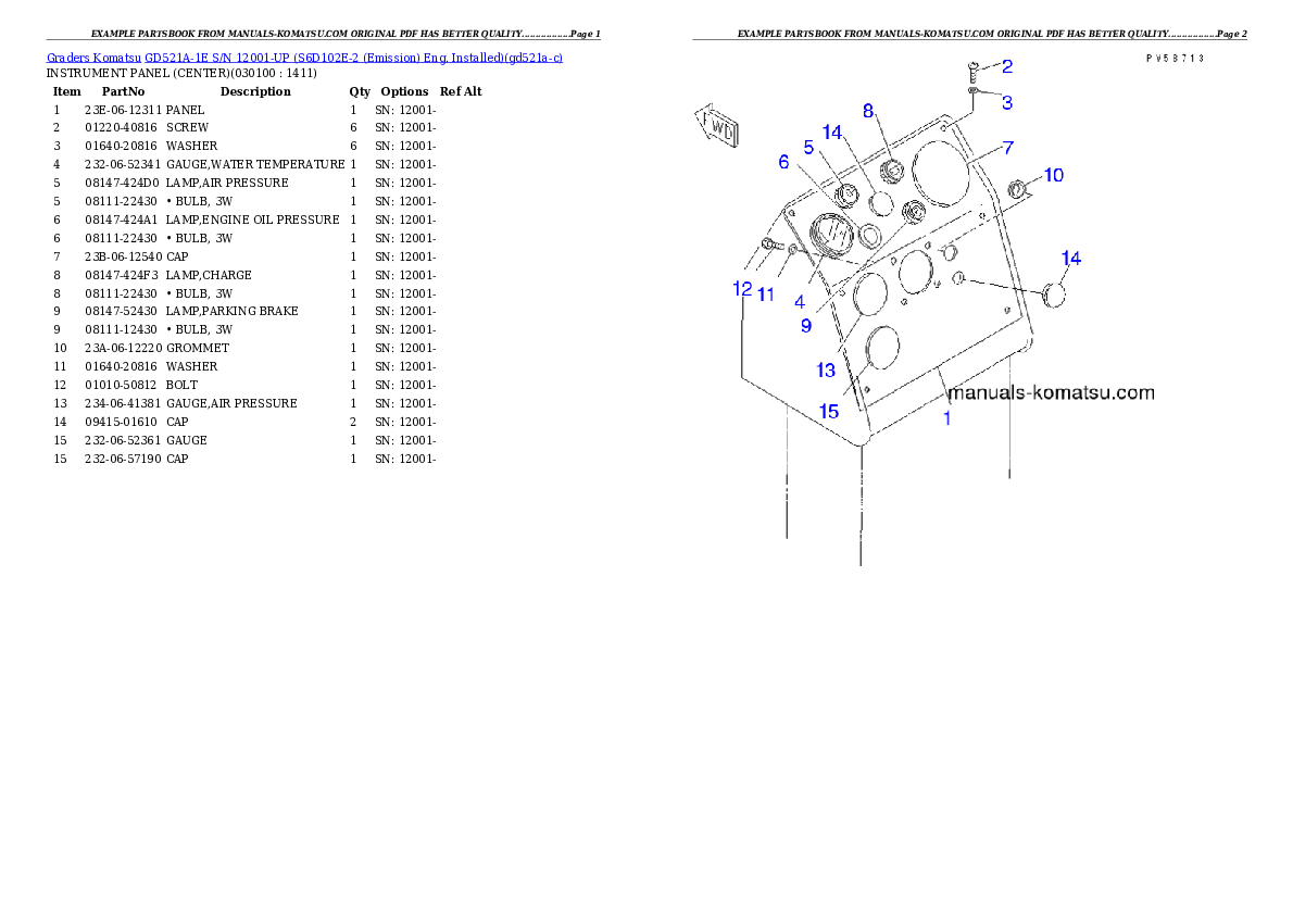 Protected: GD521A-1E S/N 12001-UP (S6D102E-2 (Emission) Eng. Installed) Partsbook