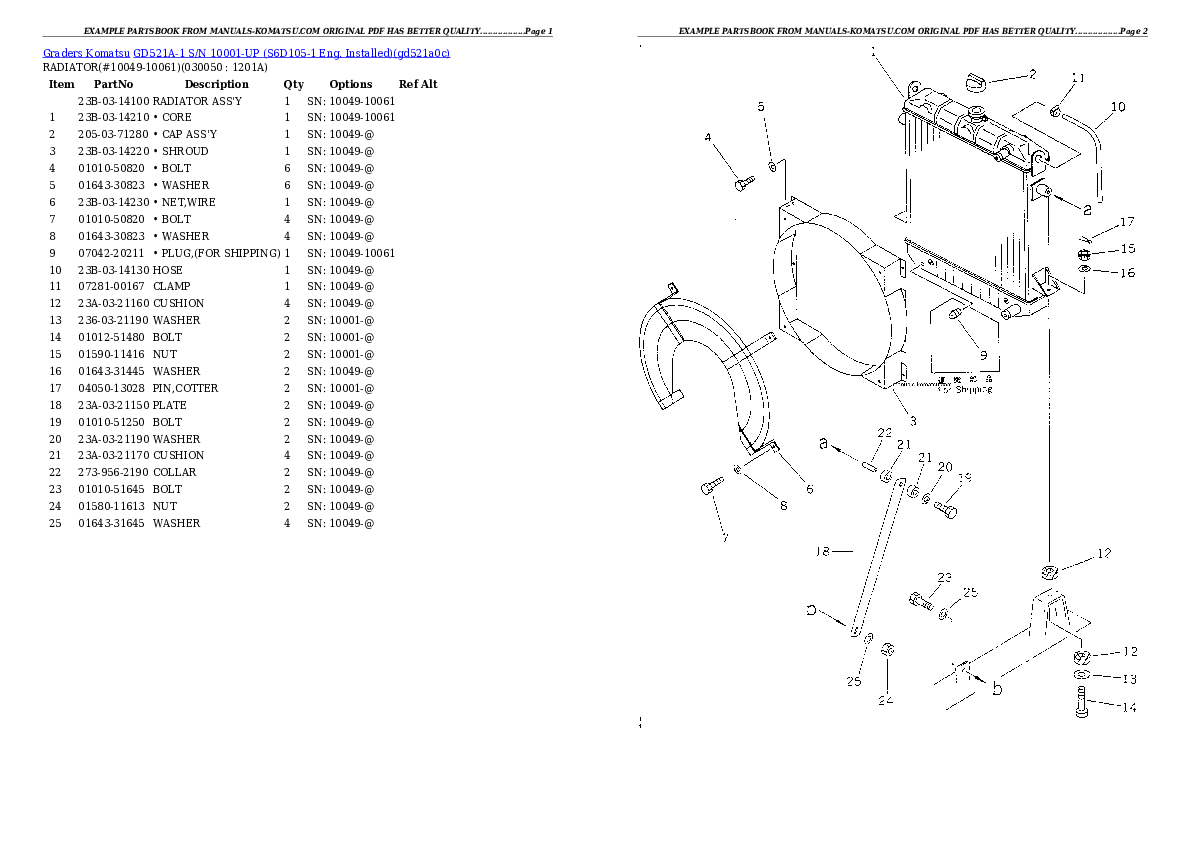Protected: GD521A-1 S/N 10001-UP (S6D105-1 Eng. Installed) Partsbook
