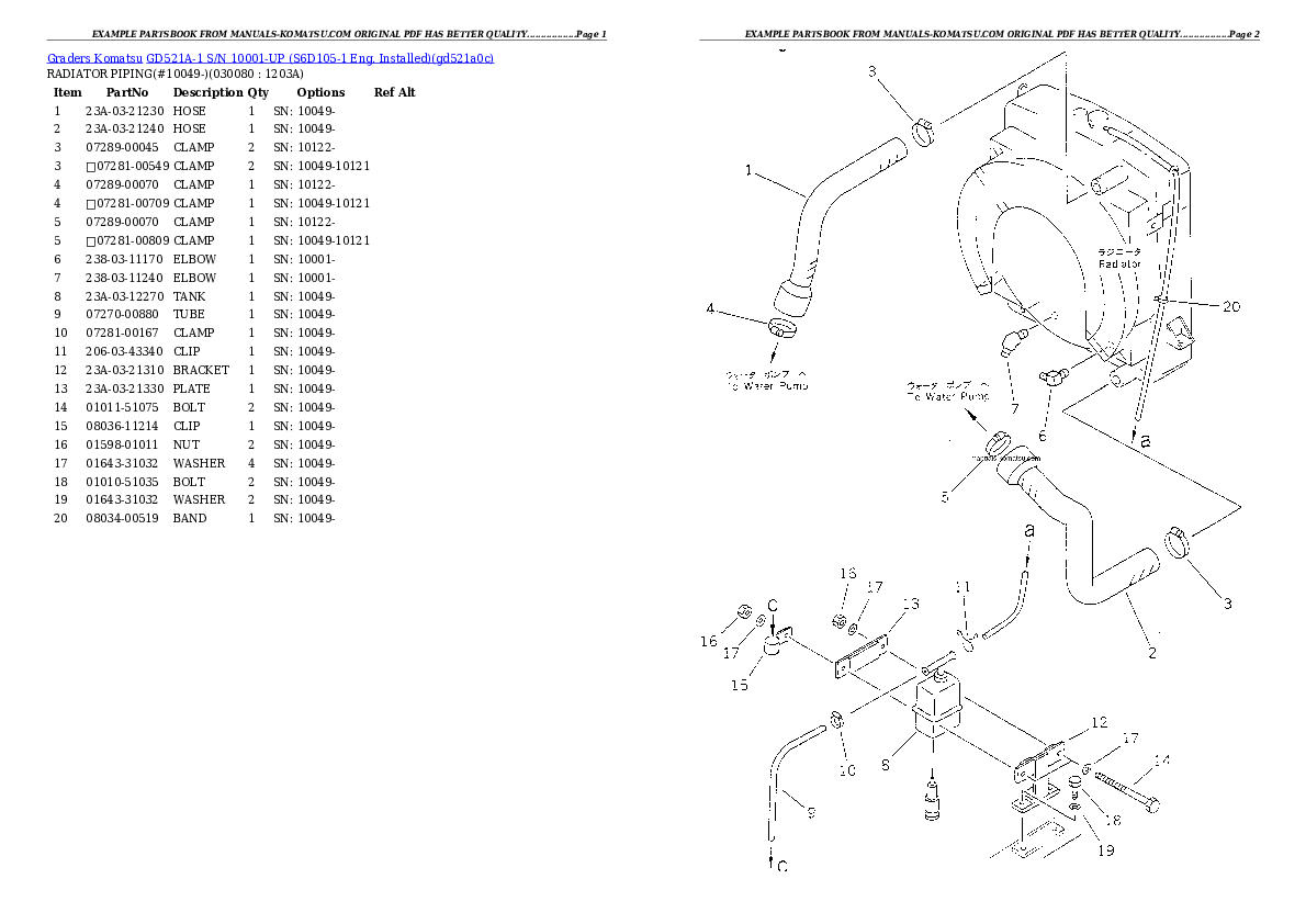 Protected: GD521A-1 S/N 10001-UP (S6D105-1 Eng. Installed) Partsbook
