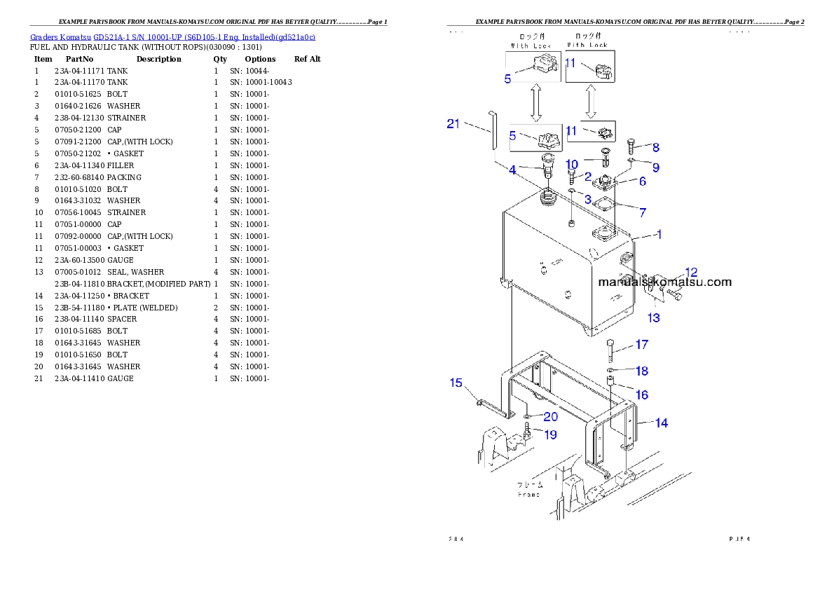 Protected: GD521A-1 S/N 10001-UP (S6D105-1 Eng. Installed) Partsbook