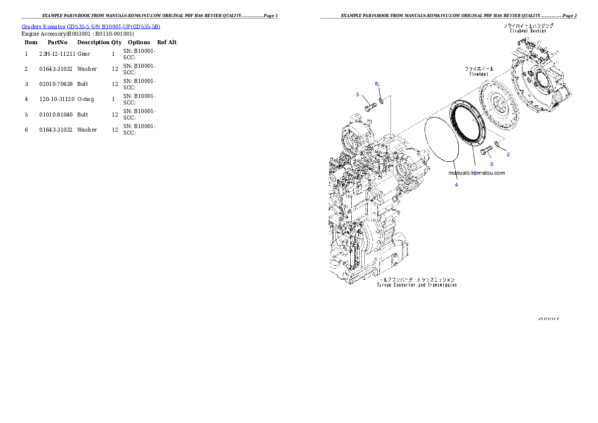 GD535-5 S/N B10001-UP Partsbook
