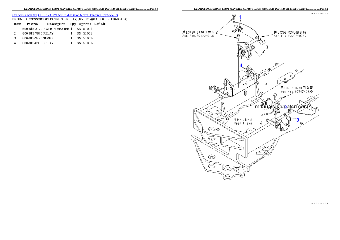 Protected: GD555-3 S/N 50001-UP (For North America) Partsbook