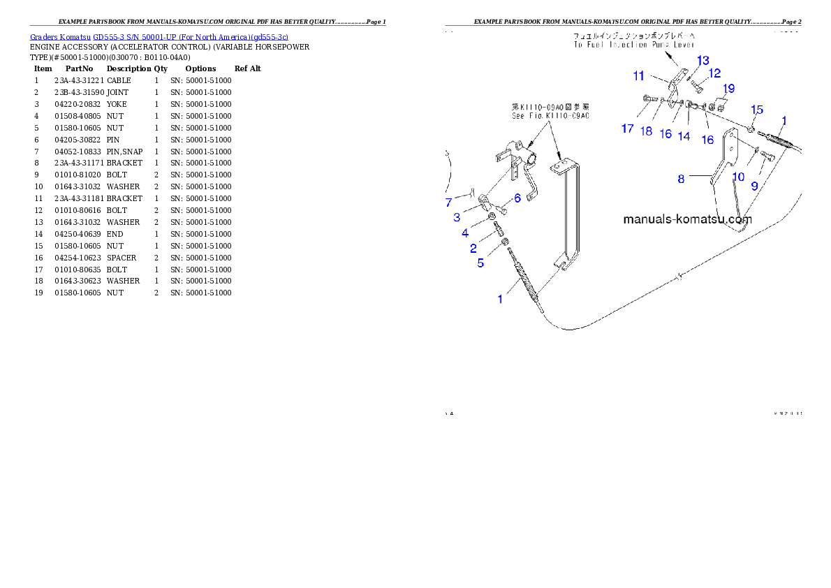 Protected: GD555-3 S/N 50001-UP (For North America) Partsbook