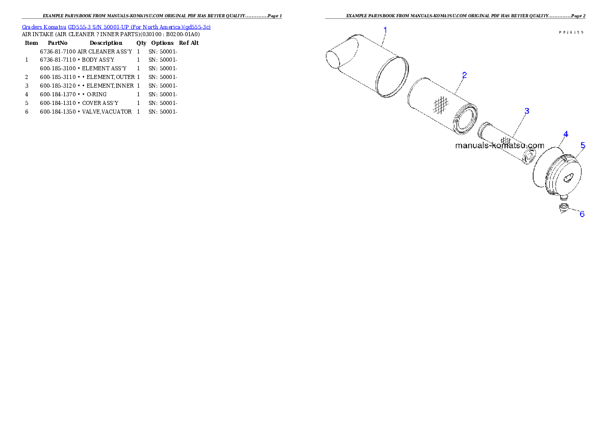 Protected: GD555-3 S/N 50001-UP (For North America) Partsbook
