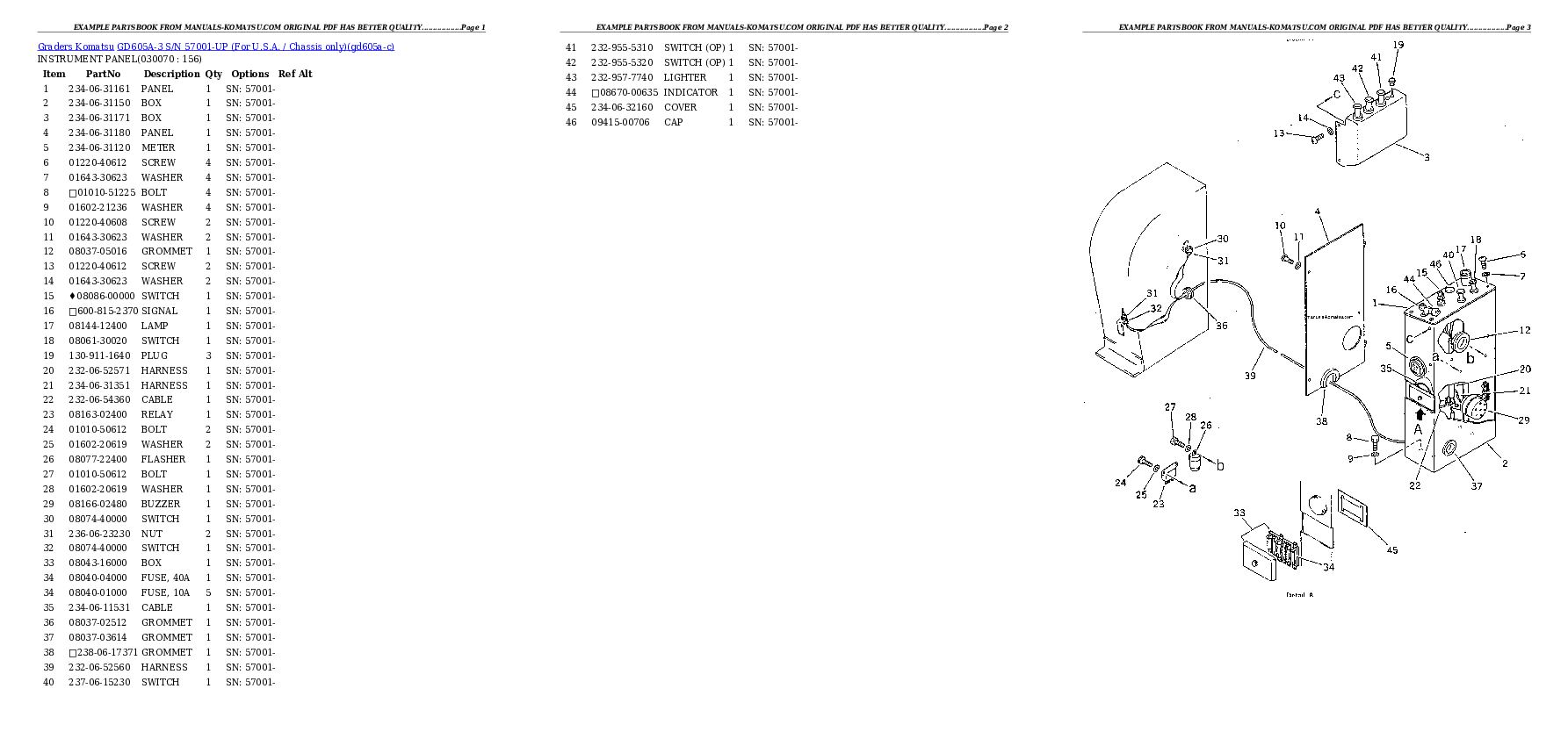 Protected: GD605A-3 S/N 57001-UP (For U.S.A. / Chassis only) Partsbook