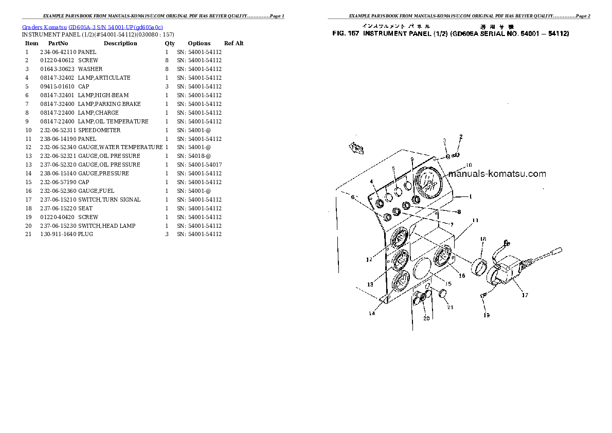 Protected: GD605A-3 S/N 54001-UP Partsbook