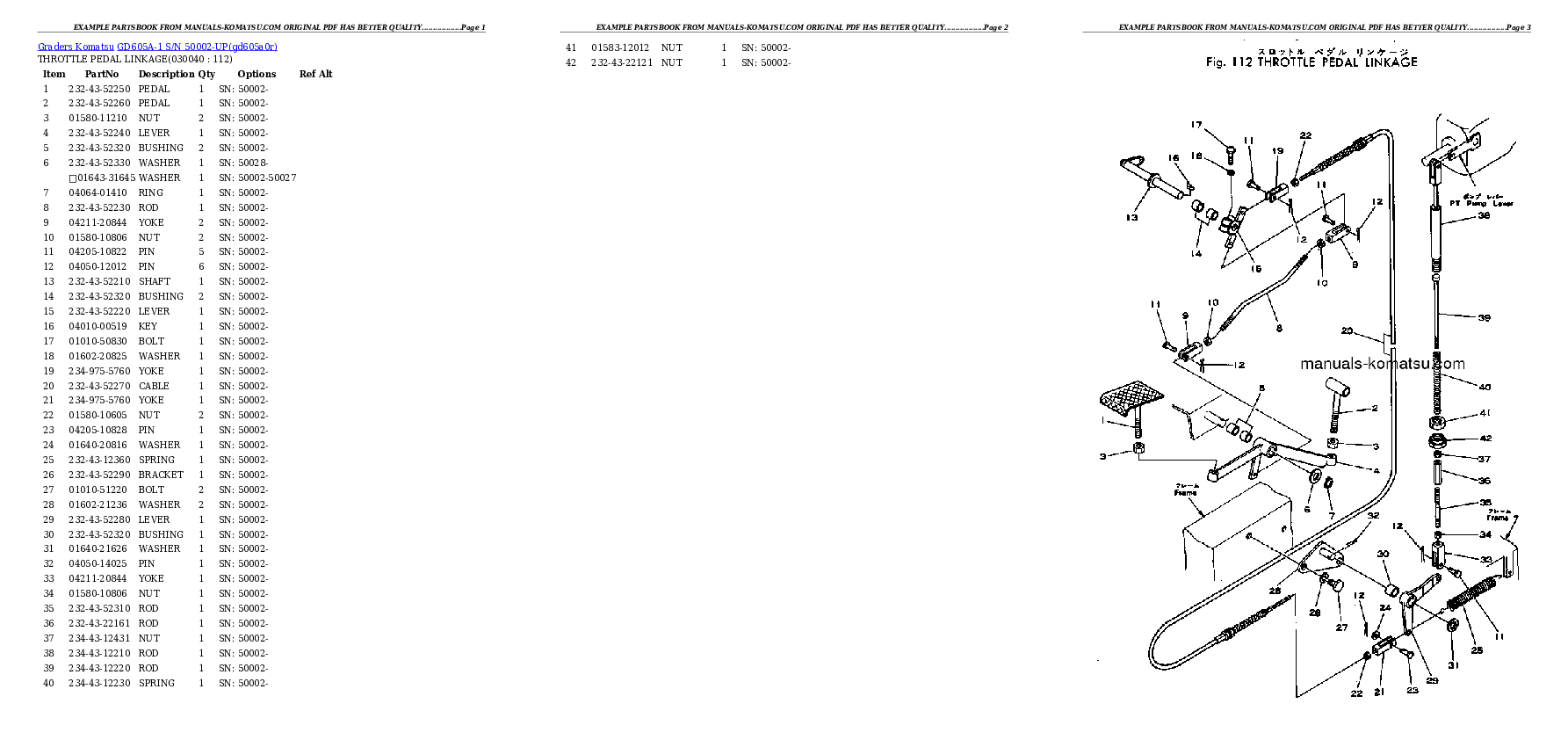 Protected: GD605A-1 S/N 50002-UP Partsbook